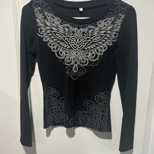 Women’s top thermal size medium M long sleeve Black